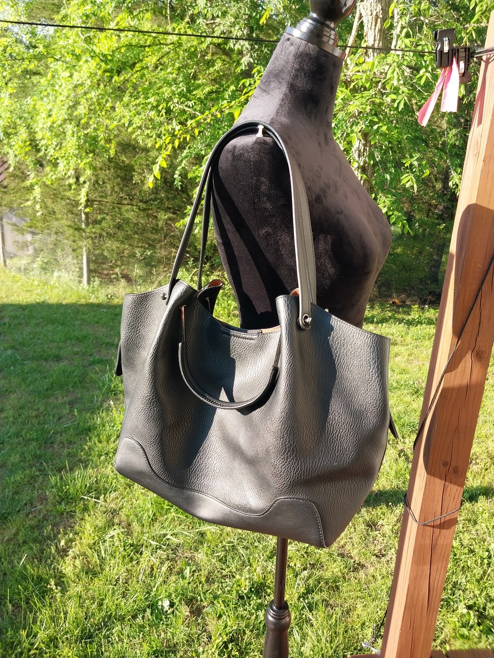 Sondra Roberts Squared Black Tote